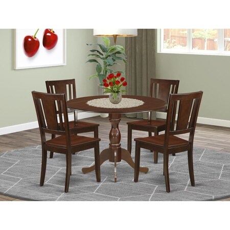East West Furniture 5 Piece Dublin Dinette Set - Mahogany DMDU5-MAH-W